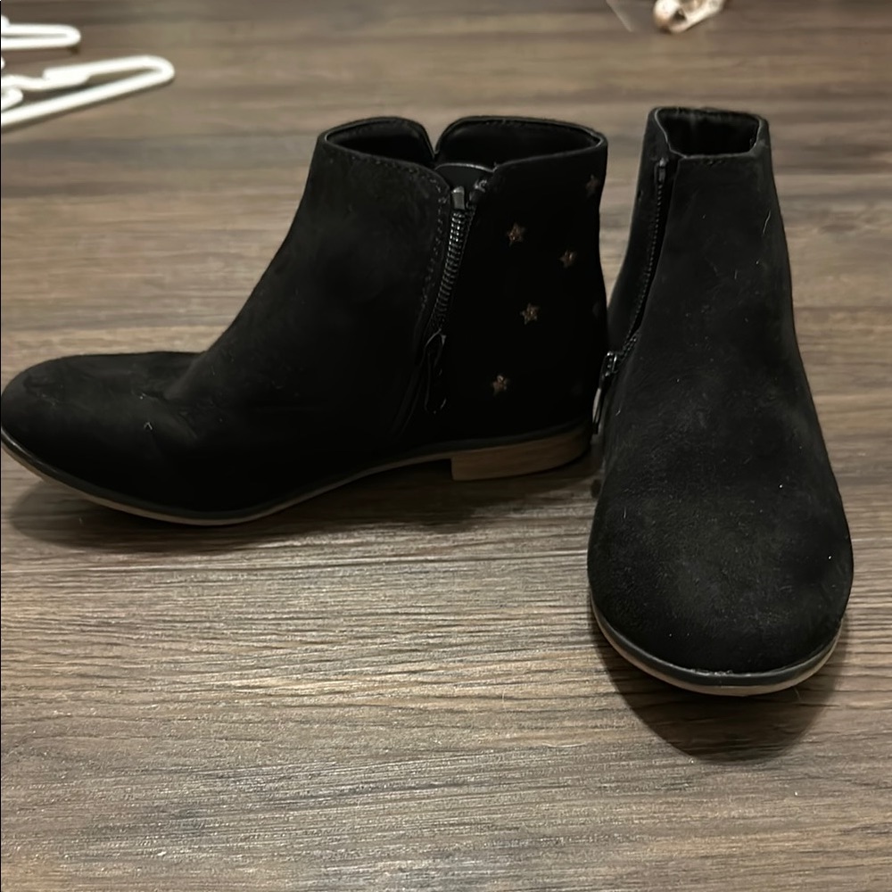 Starry Black Ankle Boots for Kids